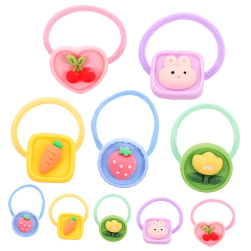 LOLIPPYY 10 Stück Teiliges Haargummis Mädchen Obst Blumen Design Elastische Haarschleifen für Kleinkinder Stretchy Ponytail Halter Niedliche Haaraccessoires für Junge Mädchen von LOLIPPYY