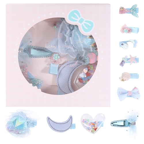LOLIPPYY 10 Stück Teiliges Haarklammern Kreative Blaue Haarschmuck Accessoires Süße Haarspangen für Mädchen Komfortabel und Modisch für Feste und Geburtstagsfeiern von LOLIPPYY