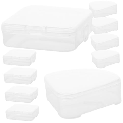 LOLIPPYY 10 Stück Teiliges Kosmetik Schwamm Aufbewahrungsbox mit Transparentem Deckel Langlebiger Makeup Puff Organizer für Dreieckige und Quadratische Schwämme Praktisch für Reisen und von LOLIPPYY