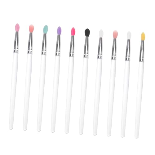 LOLIPPYY 10 Stück Teiliges Lidschatten und Lippenpinsel Bunte Transparente Silikon Griffe Weiche Pinselspitzen Leicht Hautfreundlich für Präzises Augen Make Up und Unterwegs von LOLIPPYY
