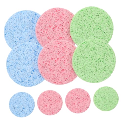 LOLIPPYY 10 Stück Teiliges Natürliche Zellulose Reinigungsschwämme Oval Sanftes Peeling und Porentiefe Reinigung Wiederverwendbare Makeup Entferner Pads für Empfindliche Zufällige Farbe von LOLIPPYY