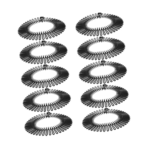 LOLIPPYY 10 Stück Teiliges Vollrunder Dehnbarer Haarkamm aus Flexiblem Kunststoff Elastische Haarbänder für Sport Make Up und Alltag Rutschfester Haarhalter in Schwarz für Damen und von LOLIPPYY