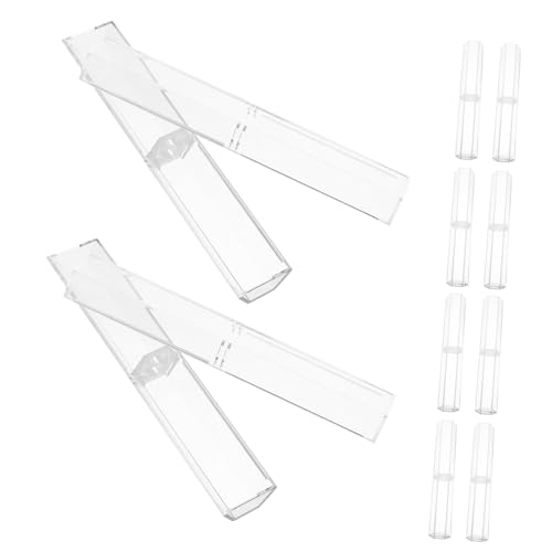 LOLIPPYY 10 Stück Transparente Kunststoff Pen Hüllen Kleine Sechseckige Schreibgeräte Aufbewahrung Stabile Klappbox für Füller Kugelschreiber Geschenkbox für Büro Schule und Beruf von LOLIPPYY