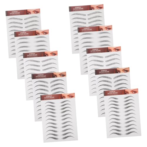 LOLIPPYY 10 Stück Wasserdichte Teiliges Augenbrauenaufkleber Natürliche Wiederverwendbare Makeup Sticker für Frauen Einfache Anwendung Realistische Vollere Augenbrauen Schminken von LOLIPPYY