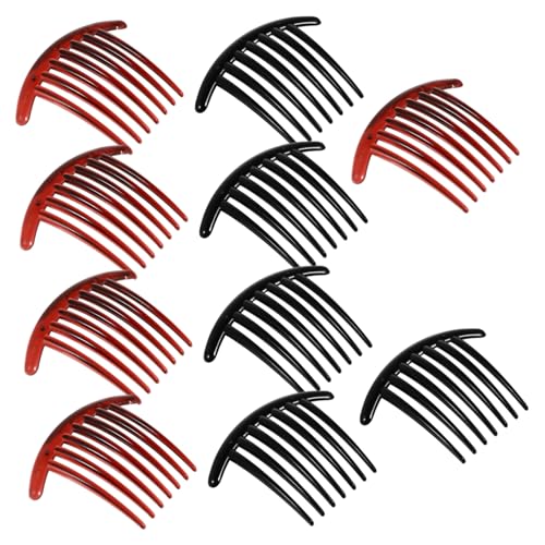 LOLIPPYY 10 Stück Zahn Haarkamm aus Kunststoff Gebogener Mondform Haarschmuck für Frauen Teiliges Schwarz Rotbraun Sicher und Langlebig Elegant für Partys und Hochzeiten von LOLIPPYY