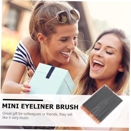 LOLIPPYY 100 Stück Einweg Eyeliner Pinsel aus Nylonfaser Feine Spitze Langlebig und Praktisch für Flüssigeyeliner Leicht Tragbar für Reisen Make up Pinsel für Frauen und Profis von LOLIPPYY