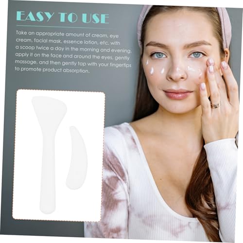 LOLIPPYY 100 Stück Teiliges Kosmetikspatel aus Weißem Kunststoff Wiederverwendbare Gesichtscreme Löffel Vielseitige Make up Spoon für Augen Hautpflege Präzises Auftragen von LOLIPPYY