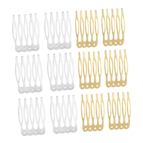 LOLIPPYY 100 Stück Teiliges Metall Haarkamm Stilvolle Zahn Haarspangen in Gold und Silber Leichte Hautfreundliche Haarschmuck Clips für Frauen Geeignet für Perücken Hochzeiten Alltag und von LOLIPPYY