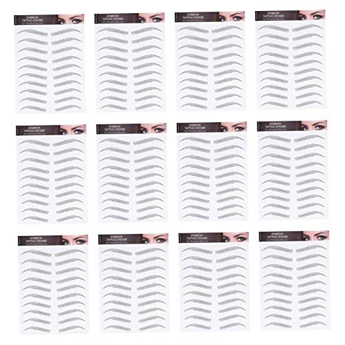 LOLIPPYY 12 Blätter Wasserfeste Augenbrauen Tattoos Aufkleber Selbstklebende Augenbrauen Transfers Augen Make Up Tool für Anfänger von LOLIPPYY
