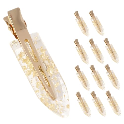 LOLIPPYY 12 Stck Teiliges Haarschmuck mit Goldglänzenden Transparenten Duckbill Haarclips Schonend und Rutschfest für Mädchen und Frauen zum Stylen und Dekorieren bei Festen und Alltag von LOLIPPYY