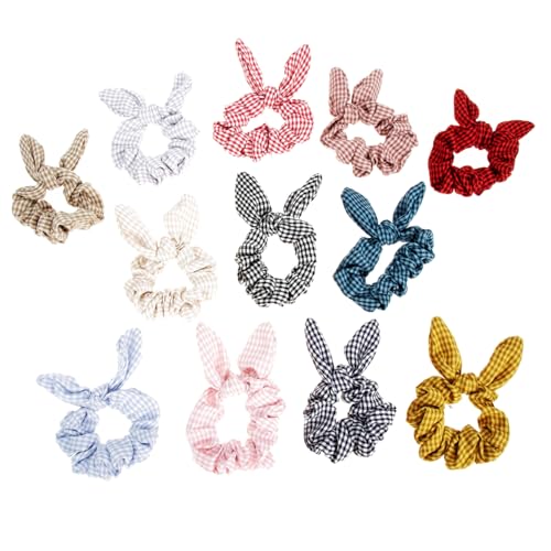 LOLIPPYY 12 Stück Teiliges Elastische Haargummis mit Süßem Hasenohren Design und Schleife Weiche Haarringe für Frauen und Mädchen Flexibel Bequem Schonend für Haare Geeignet für Alltag und von LOLIPPYY