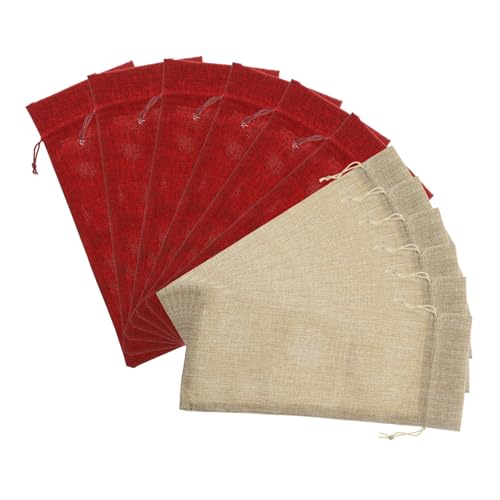 LOLIPPYY 12 Stück Teiliges Geschenktüten Zugband Wiederverwendbare Elegante Weinbeutel für Flaschen Praktische Tragetaschen für Geschenkverpackung Rot und Naturfarben Robust und Stilvoll von LOLIPPYY