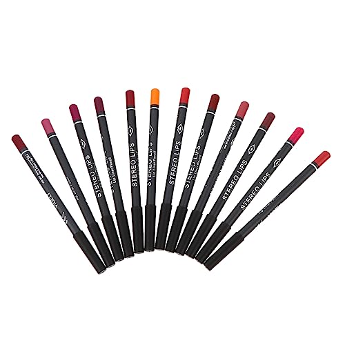 LOLIPPYY 12 Stück Teiliges Lippenkonturenstifte Wasserdichte Pigmentierte Lip Liner für Präzise Lippenkonturen Vielseitig Einsetzbar als Augenbrauen und Eyeliner für Makelloses Make Up von LOLIPPYY