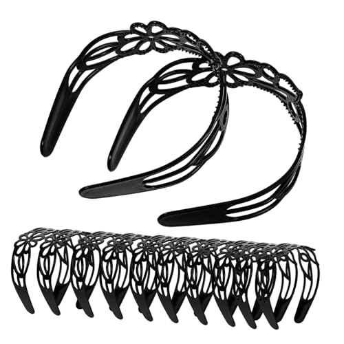 LOLIPPYY 12stücke Breites Blumenstirnband Aus Kunststoff Schwarzes Stirnband Mit Hohlem Muster Kopfbedeckung Für Damen Make-up-spa-party-looks Vintage-design-haarband von LOLIPPYY