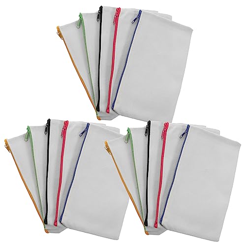 LOLIPPYY 15stücke Leere DIY Canvas-mäppchen Blanko Kulturtasche Zum Bemalen Für Kosmetik Und Stifte Sublimationsfähig Für Reisen Und Kreative Bastelprojekte von LOLIPPYY