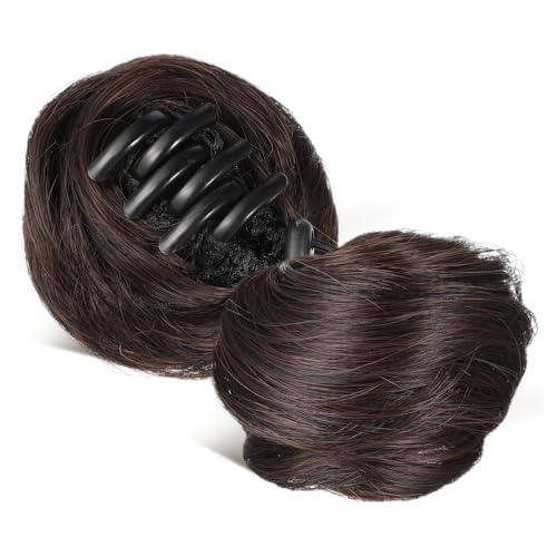 LOLIPPYY 2 Clip in Space Buns Haarteil Dunkelbraun Leicht Fester Sitz Modischer Dutt für Damen Mädchen Vielseitig für Haartypen von LOLIPPYY