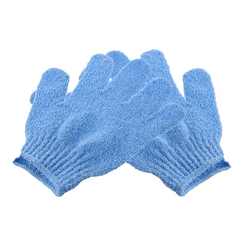 LOLIPPYY 2 Stück Badetuch handschuhe Körperpeelungshandschuh Peeling für den Körper Body Scrub Handschuh Dusche Handschuhs Peeling-Handschuh Peeling-Körper Duschpeelenteil Handpeeling Blau von LOLIPPYY
