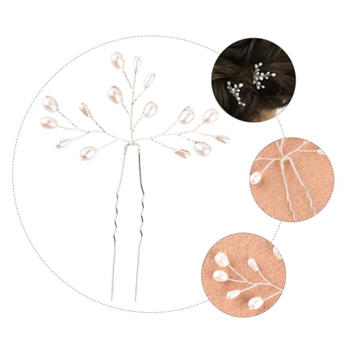 LOLIPPYY 2 Stück Braut Haarnadeln mit Perlenbesatz Teiliges Handgefertigte Silberne Haarspangen Langlebiger Haarschmuck für Hochzeit Party und Besondere Anlässe Stilvolle Brautschmuck von LOLIPPYY