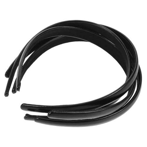 LOLIPPYY 2 Stück Damen Haarreifen Schwarz PU Leder Haarbänder Leichte Flexible Stirnbänder für Kurze Haare Schlichtes Design Bequeme Alltagshaar Accessoires für Frauen und Mädchen von LOLIPPYY