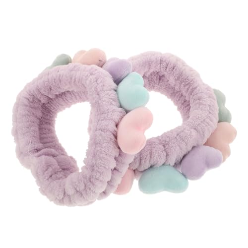 LOLIPPYY 2 Stück Elastische Haarbänder mit Herzform Schonende Haargummis für Gesichtspflege Make Up Waschen und Yoga Weiche Stirnbänder Bequemes Styling Ziehen für Damen und Mädchen von LOLIPPYY