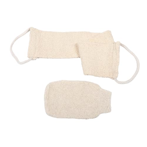 LOLIPPYY 2 Stück Exfolierender Rückenschrubber Set Sisal Körperpeeling Handschuhe und Langer Waschlappen für Sanfte Hautreinigung Flexibel Verstellbar Geeignet für Damen und Herren Dusche von LOLIPPYY