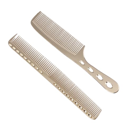 LOLIPPYY 2stücke Goldener Haarkamm Gabelkamm Für Männer Und Frauen Massagekamm Aus Edelstahl Für Haarstyling Friseurzubehör Zum Entwirren Und Glätten von LOLIPPYY