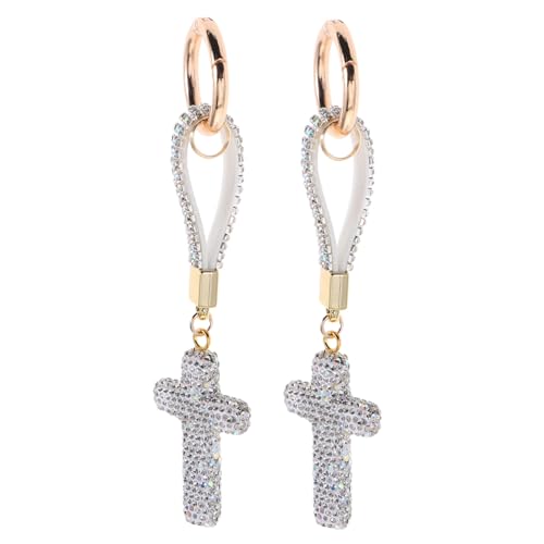 LOLIPPYY 2 Stück Funkelnder Kreuz Schlüsselanhänger mit Strassbesetztem Anhänger Religiöses Symbol Robuster Karabiner für Auto Schlüsseltaschen Zubehör Modisches Accessoire für Damen und von LOLIPPYY