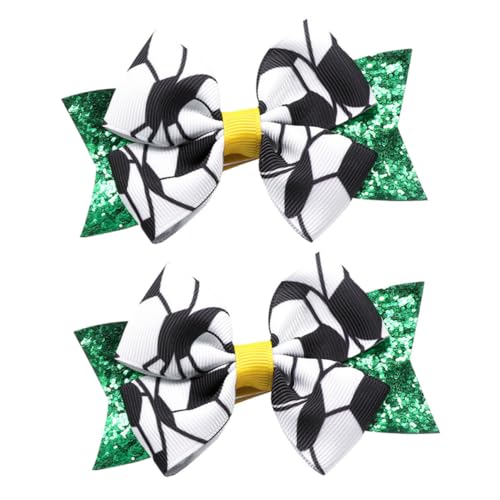 LOLIPPYY 2 Stück Fußball Haarschleifen Clips für Mädchen Kleine Schleifen Haaraccessoires Sport Thema Party Leicht und Angenehm für Fußballfans von LOLIPPYY