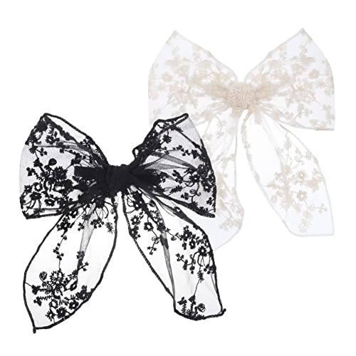LOLIPPYY 2 Stück Große Haarschleifen aus Bestickter Spitze und Metall Leichte Schmerzfreie Haarspangen für Damen und Mädchen Vintage Stil Geeignet für Partys Hochzeiten und Alltag von LOLIPPYY