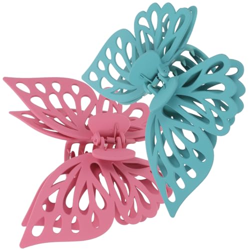 LOLIPPYY 2 Stück Große Schmetterling Haarklammern Robuste Haarklammer mit Mittlerer Elastizität Modische Haarspangen für Dickes Haar Farbige Damen Clips für Alltag und Sport von LOLIPPYY