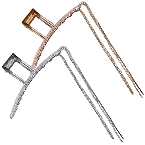 LOLIPPYY 2 Stück Haarklammern mit Metallkette und Quaste Teiliges Rutschfeste Haarspangen für Dünnes und Dickes Haar Dekorativer Haarschmuck für Damen Styling Accessoires von LOLIPPYY