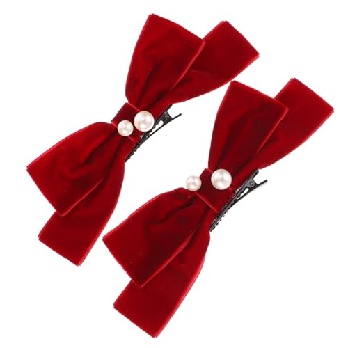 LOLIPPYY 2 Stück Haarschleifenclips Damen Rote Vintage Samt Schleifen Haarklammern Leicht Stark Haltend Für Ponytail Hochzeit Geburtstag Party Alltag von LOLIPPYY