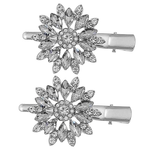 LOLIPPYY 2 Stück Hochzeit Haarklammern mit Funkelnden Kristallblumen Stilvolle Haarklammer Clips für Damen Modische Strass Haarspangen für Brautfrisuren und Festliche Anlässe von LOLIPPYY