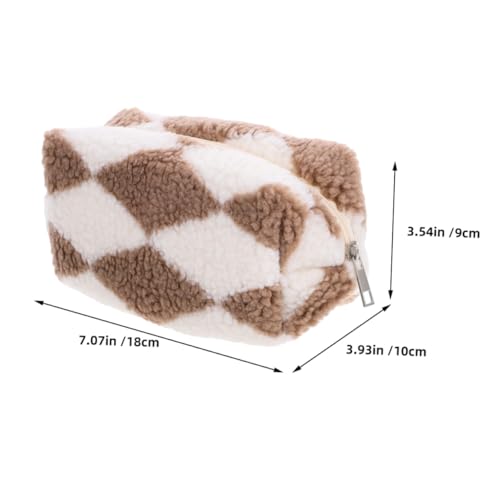 LOLIPPYY 2 Stück Karierte Make up Tasche aus Flauschigem Plüsch mit Reißverschluss Große Kapazität Kosmetiktasche für Damen Kompakt Langlebig Vielseitig als Schmink Reise Organizer von LOLIPPYY