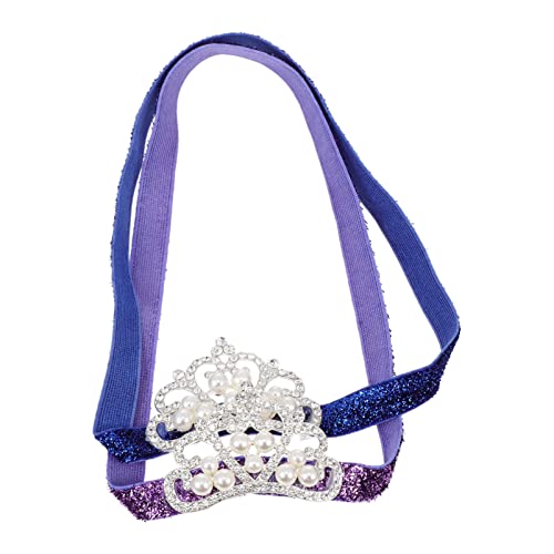 LOLIPPYY 2 Stück Kindergeburtstagskrone Elastisches Glänzendes Stirnband mit Perlen in Violett und Blau Zartes Bequemes Haarschmuck für Mädchen für Fotoshootings und Festtagsfeiern von LOLIPPYY