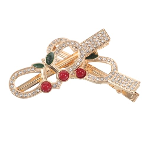 LOLIPPYY 2 Stück Kirschförmige Strass Haarklammern mit Entenschnabel Mechanismus Glitzernde Haarspangen für Damen und Mädchen Sichere Haarhalter für und Stirnhaare Eleganter Haarschmuck von LOLIPPYY