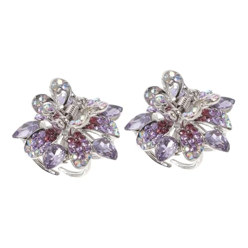 LOLIPPYY 2 Stück Kleine Haarspangen Strass Mini Haarklammern für Stirnfransen und Styling Robust und Rutschfest für Mädchen und Modischer Haarschmuck in Violett von LOLIPPYY