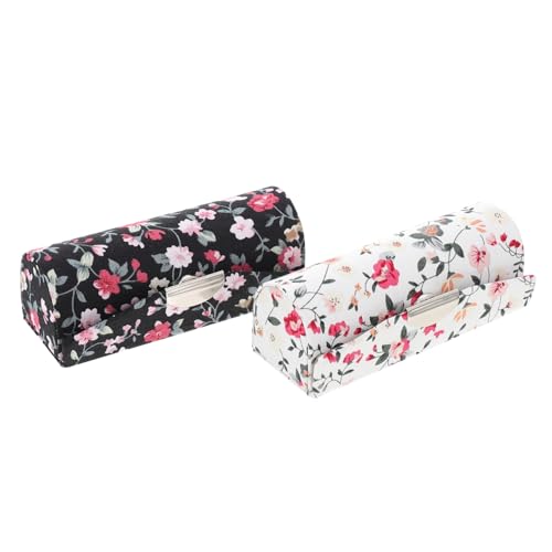 LOLIPPYY 2 Stück Lipstick Case mit Spiegel Robuste Lippenstifthülle mit Floralem Muster Sicherer Knopfverschluss Kompakte Make up Aufbewahrung für Damen für Reisen und Alltag von LOLIPPYY