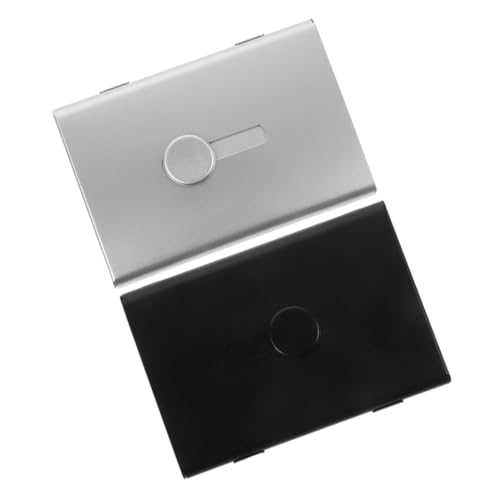 LOLIPPYY 2 Stück Metall Kartenetui Business Card Box Aluminiumlegierung Brieftasche Schiebefach Visitenkarten Organizer für Büro und Konferenzen Silber Schwarz von LOLIPPYY