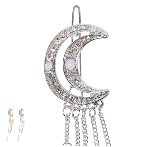 LOLIPPYY 2 Stück Mondförmige Haarklammern mit Stern Tassel Teiliges in Gold und Silber Leichte Haarspangen für Braut Party und Alltag Eleganter Haarschmuck für Damen und Mädchen von LOLIPPYY