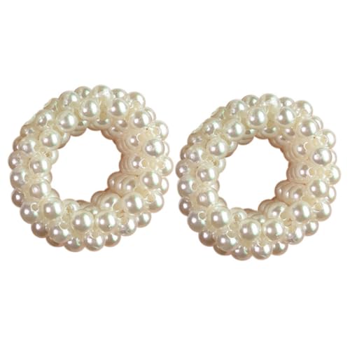 LOLIPPYY 2 Stück Perlen Haargummi Elastisch Mehrlagig Haarschmuck Dutt Ponytail Halter Damen Modisch Vielseitig für Hochzeit Party Alltag von LOLIPPYY