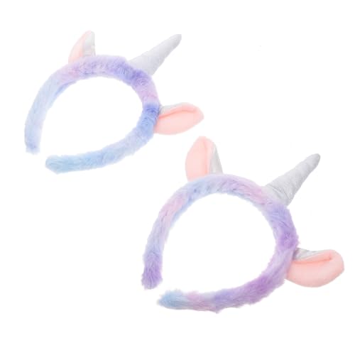 LOLIPPYY 2 Stück Plüsch Einhorn Haarband Breites Hautfreundliches Stirnband für Mädchen Party Kopfschmuck Weiches Make up Haarband Süßes Accessoire für Alltag von LOLIPPYY
