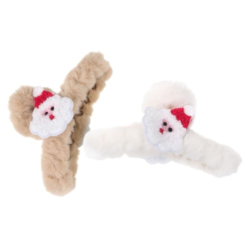 LOLIPPYY 2 Stück Plüsch Haarklammer Groß Starke Haarkralle für Frauen Teen Mädchen Weihnachtliche Haarspange mit Festem Griff Vielseitig für Dickes und Zartes Haar Leicht und Bequem von LOLIPPYY