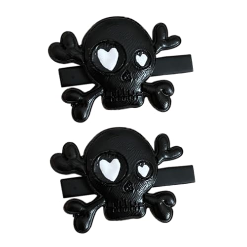 LOLIPPYY 2 Stück Punk Skelett Haarclips aus Kunststoff Schwarzer Schädel Haarklammer für Damen Halloween Kostüm Haarschmuck Einfache Anwendung Modisches Zubehör für Party und Alltag von LOLIPPYY