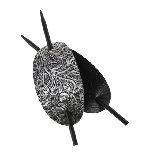 LOLIPPYY 2 Stück Retro Haarnadeln Oval Geformt PU Leder Haarklammern mit Stab Sanftes Haarzubehör für Langes Haar Klassische Vintage Haarschmuck für Damen Stilvolle Frisurenhilfe von LOLIPPYY