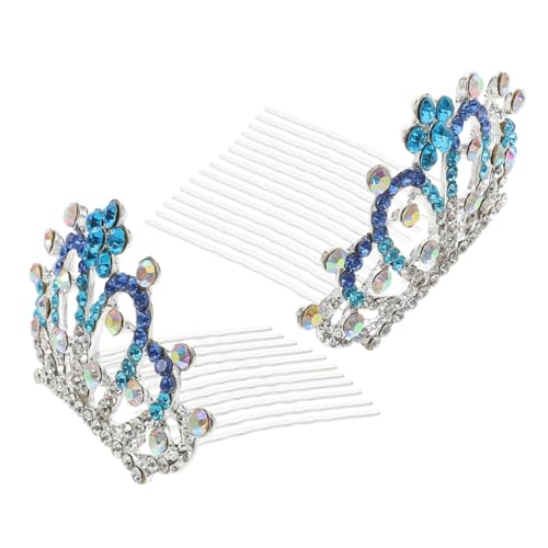 LOLIPPYY 2 Stück Strass Tiara Haarkamm mit Farbverlauf Mini Kristallkrone Haarschmuck für Damen Flexibler Einsatz für Stilvolle Hochsteckfrisuren bei Hochzeit Party und Besonderen Anlässen von LOLIPPYY