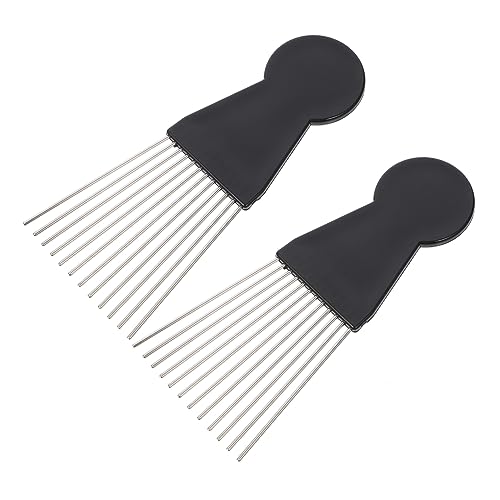 LOLIPPYY 2 Stück Teiliges Afro Haarkamm aus Schwarzem Stahl für Männer Friseur Styling Werkzeug Grobzinkiger Kamm für Nasses Trockenes Haar Fördert Kopfhautdurchblutung und Haarwachstum von LOLIPPYY