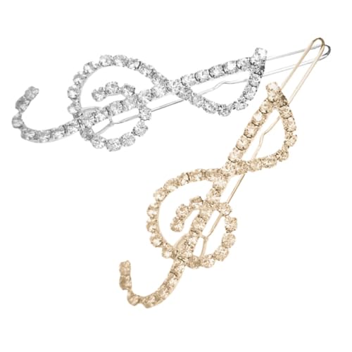 LOLIPPYY 2 Stück Teiliges Haarschmuck Musiknote Haarklammern mit Funkelnden Strasssteinen Haarspangen für Damen Flexible Haarklammern Glitzernde Accessoires für Festliche Anlässe und von LOLIPPYY