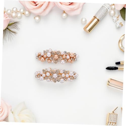LOLIPPYY 2 Stück Teiliges Kleine Französische Haarspangen mit Funkelnden Strasssteinen und Perlen Zuverlässiger Federmechanismus für Sicheren Vielseitiger Haarschmuck für Damen und Mädchen von LOLIPPYY