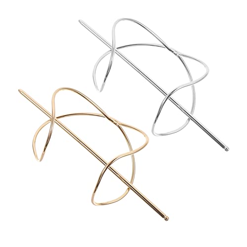 LOLIPPYY 2 Stück Teiliges Metall Haarstab Förmiger Vintage Dutthalter in Gold und Silber Eleganter Haarklammer für Damen Sicherer bei Alltag Hochzeit und Besonderen Anlässen von LOLIPPYY